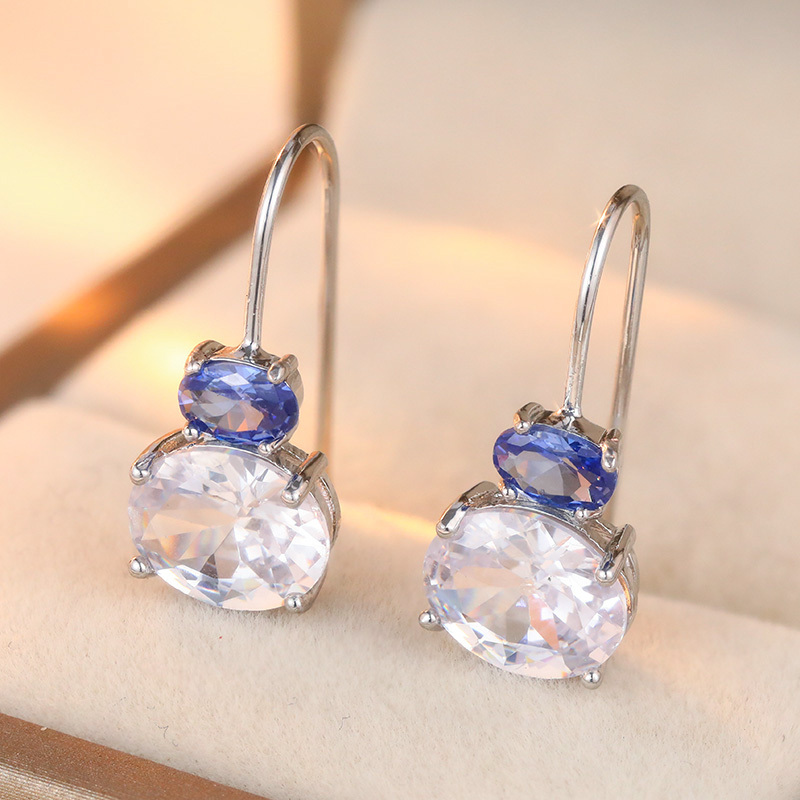 Women's Elegant Two-Color Oval Drop Earrings for Parties